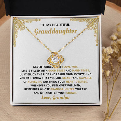 To My Granddaughter Necklace – Birthday Graduation Necklace Gift for Granddaughter – Love Knot Necklace