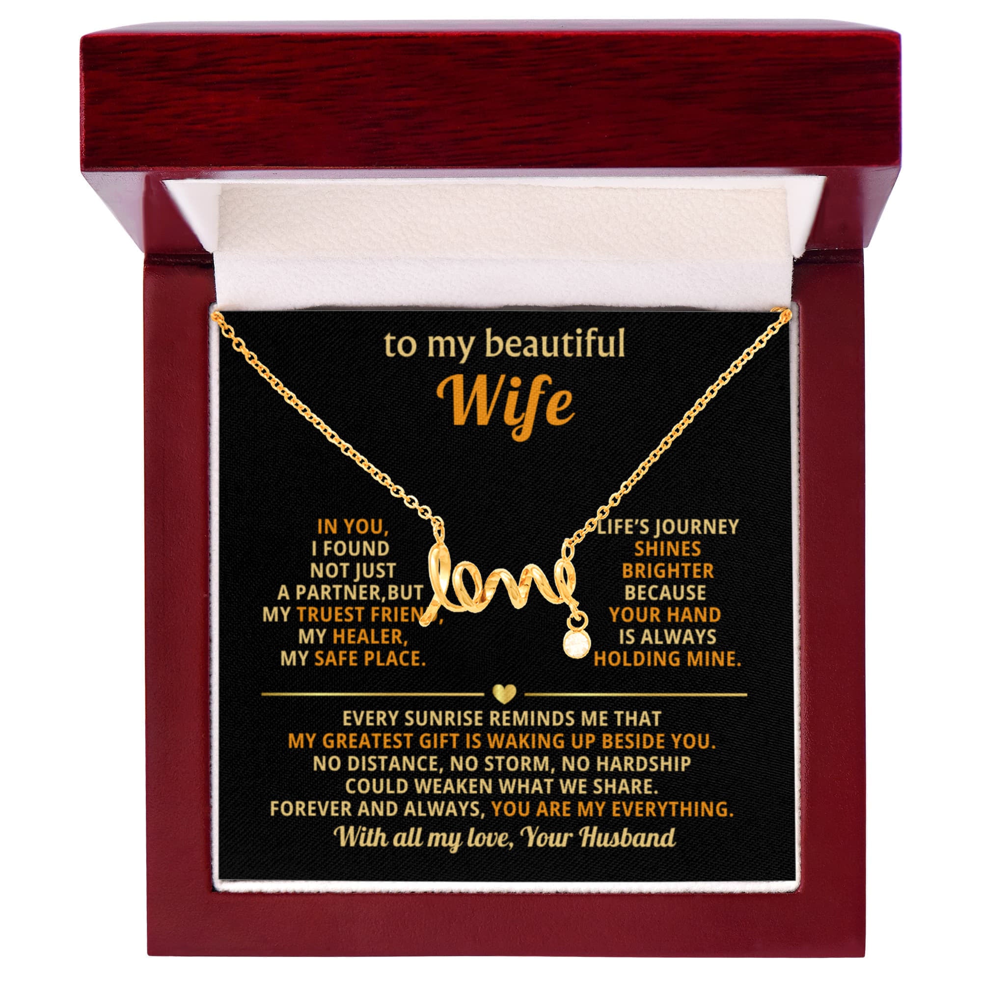 To My Wife Necklace - Romantic Gift for Anytime Love - Scripted Love Necklace