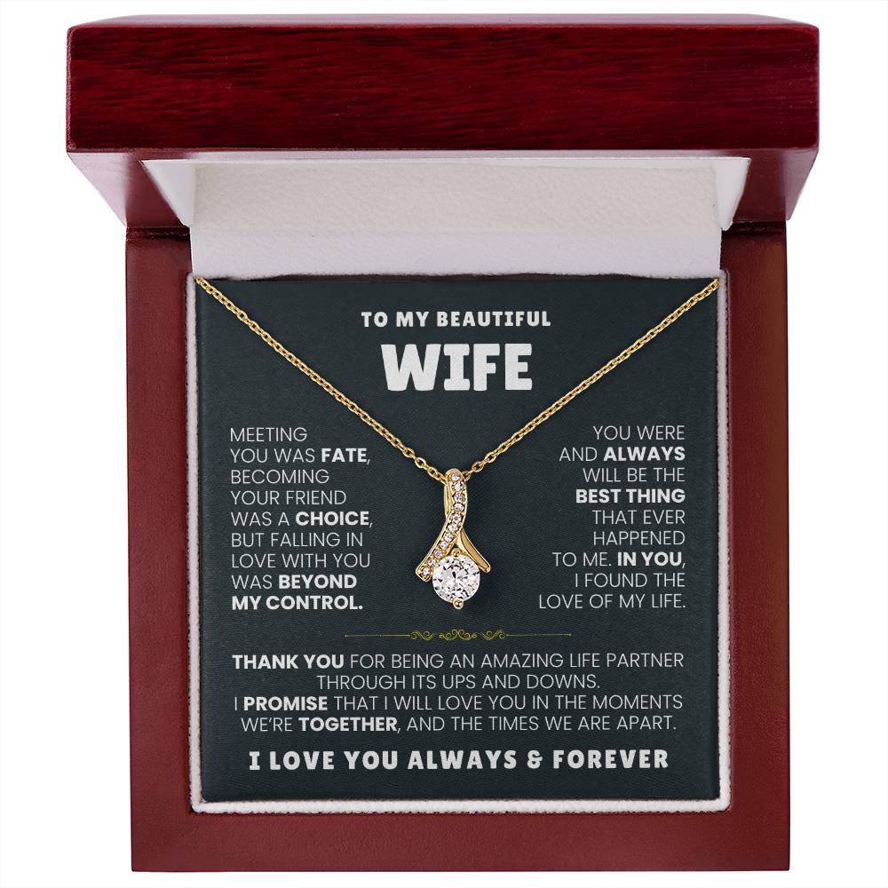 To My Beautiful Wife Necklace - Emotional Jewelry Gift for Wife from Husband to Celebrate Love Every Day - Alluring Beauty Necklace