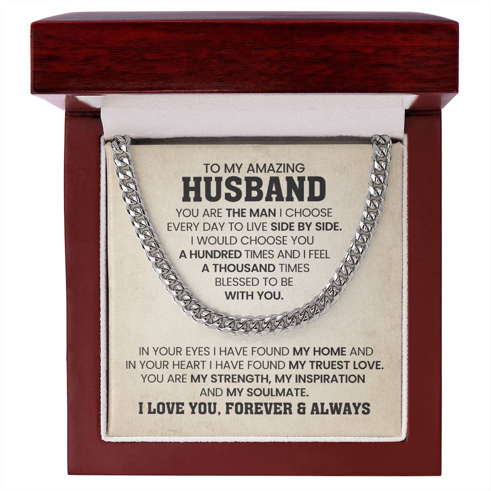 Cuban Link Chain for Him - You're the man I choose - Husband Birthday & Anniversary Gift from Wife
