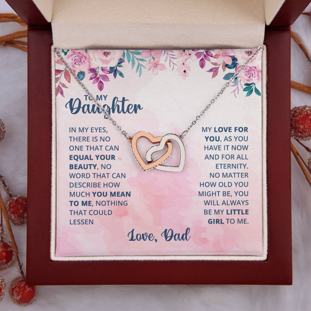 To My Daughter Necklace - Emotional Jewelry from Dad to Celebrate Love Every Day & Always - Interlocking Hearts Necklace