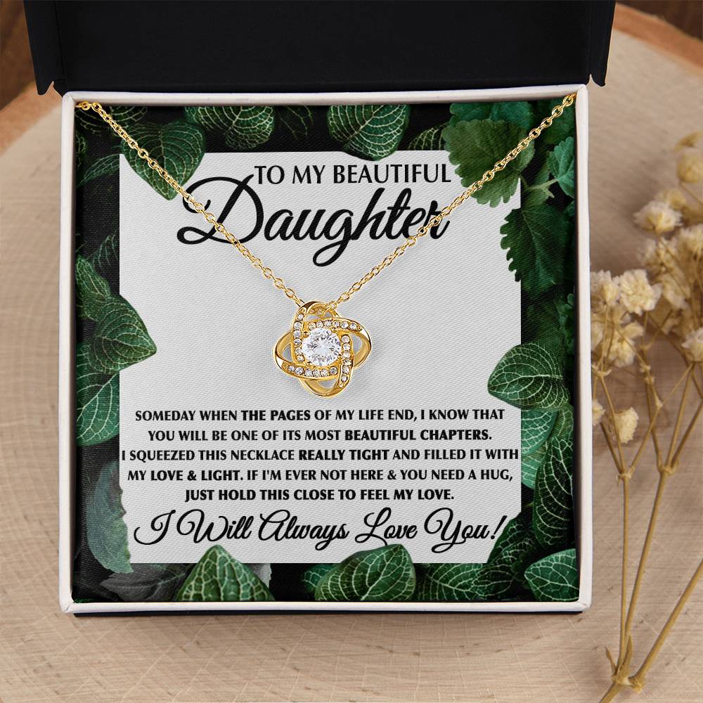 To My Daughter Necklace – Daughter Celebration Jewelry: Graduation, Birthday – Love Knot Necklace