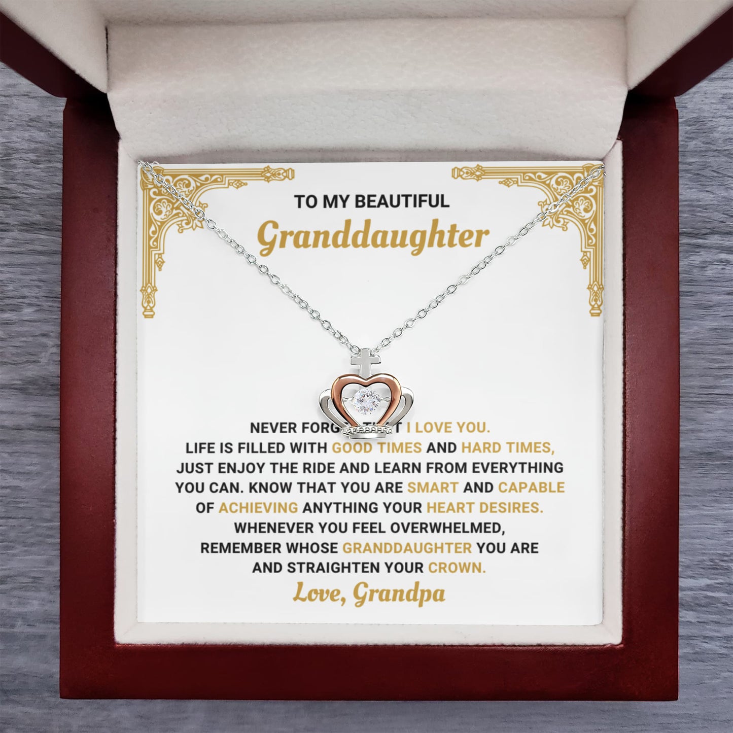 To My Granddaughter Necklace – Bestseller Granddaughter Gift: Birthday Graduation – Crown Pendant Necklace