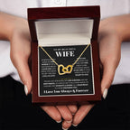 To My Wife Necklace - Beautiful Wife Gift from Husband for Birthday, Anniversary & Valentine’s Day - Interlocking Hearts Necklace