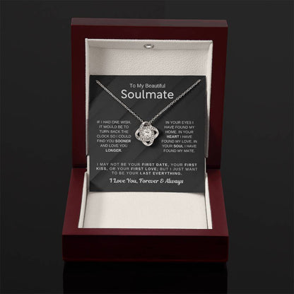 To My Beautiful Soulmate Necklace - Soulmate Jewelry Gift for Her for Birthday & Valentine’s Day - Love Knot Necklace
