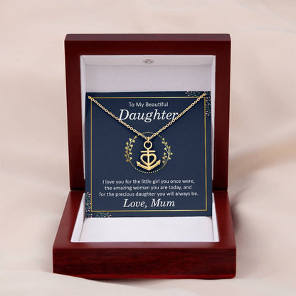 To My Daughter Necklace – Daughter’s Jewelry Gift by Mum – Anchor Pendant Necklace
