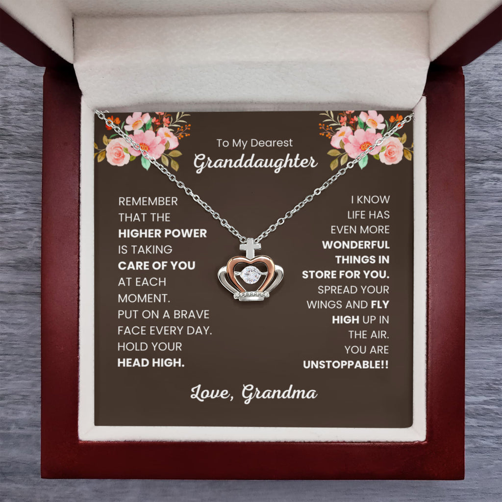 To My Granddaughter Necklace – Grandma’s Birthday Graduation Gift for Granddaughter – Crown Pendant Necklace