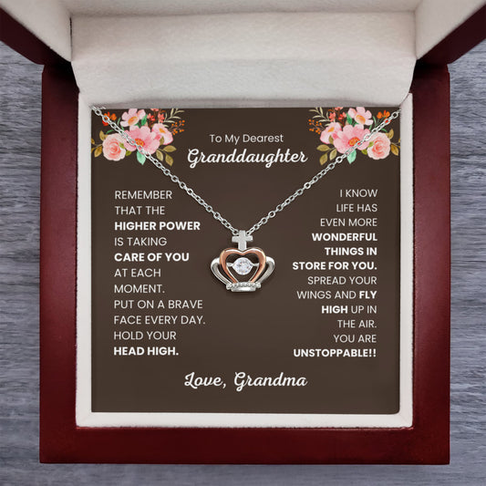 To My Granddaughter Necklace – Grandma’s Birthday Graduation Gift for Granddaughter – Crown Pendant Necklace