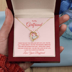 Sparkling Heart Necklace, Romantic Gift for Girlfriend, Anniversary Jewelry, Love Message Card, Elegant Gift Box for Her