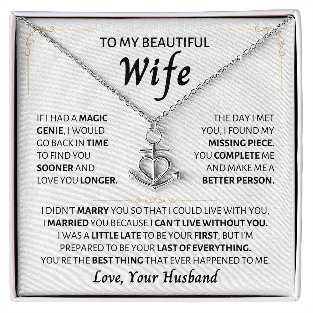 Valentine’s Day Gift for Wife - Emotional Jewelry from Husband for Anniversary Too - Anchor Pendant Necklace