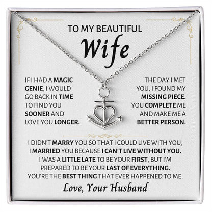 Valentine’s Day Gift for Wife - Emotional Jewelry from Husband for Anniversary Too - Anchor Pendant Necklace