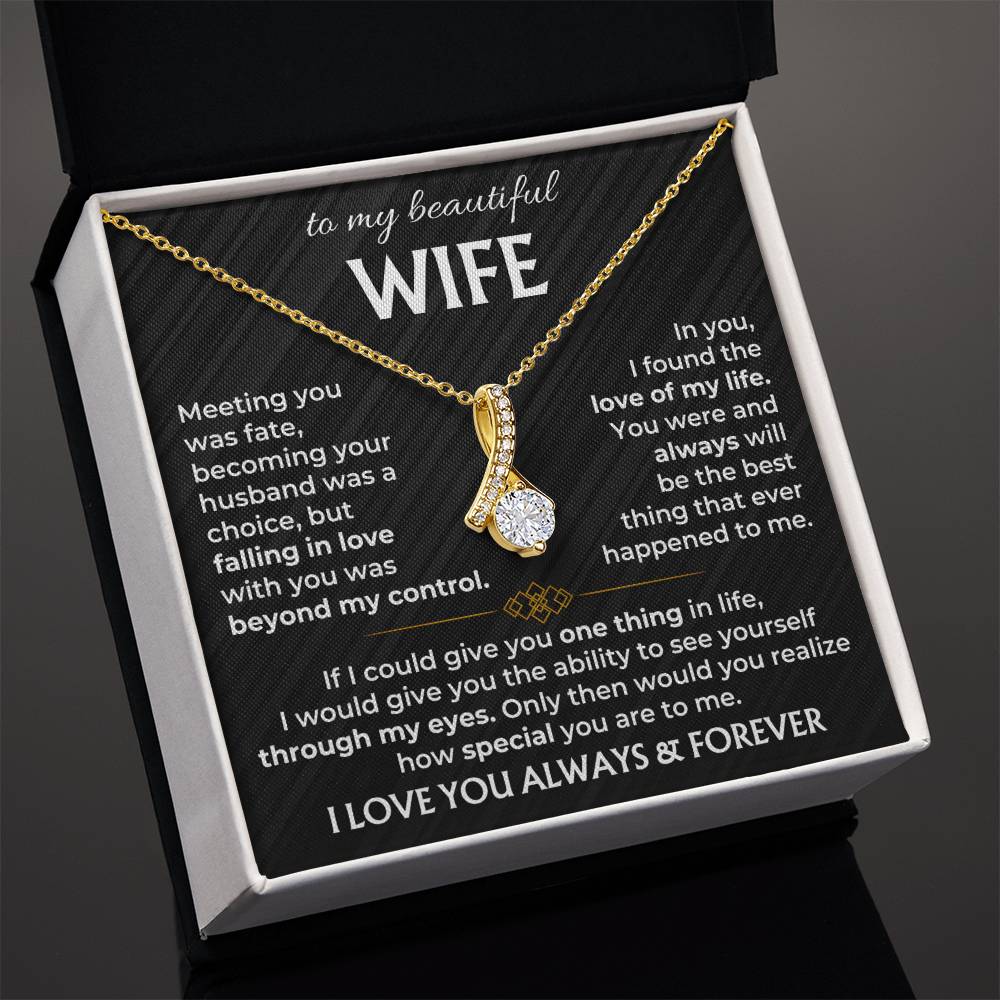 To My Beautiful Wife Necklace - Touching Romantic Gift for Wife from Husband for Christmas, Anniversary & Valentine’s Day - Alluring Beauty Necklace