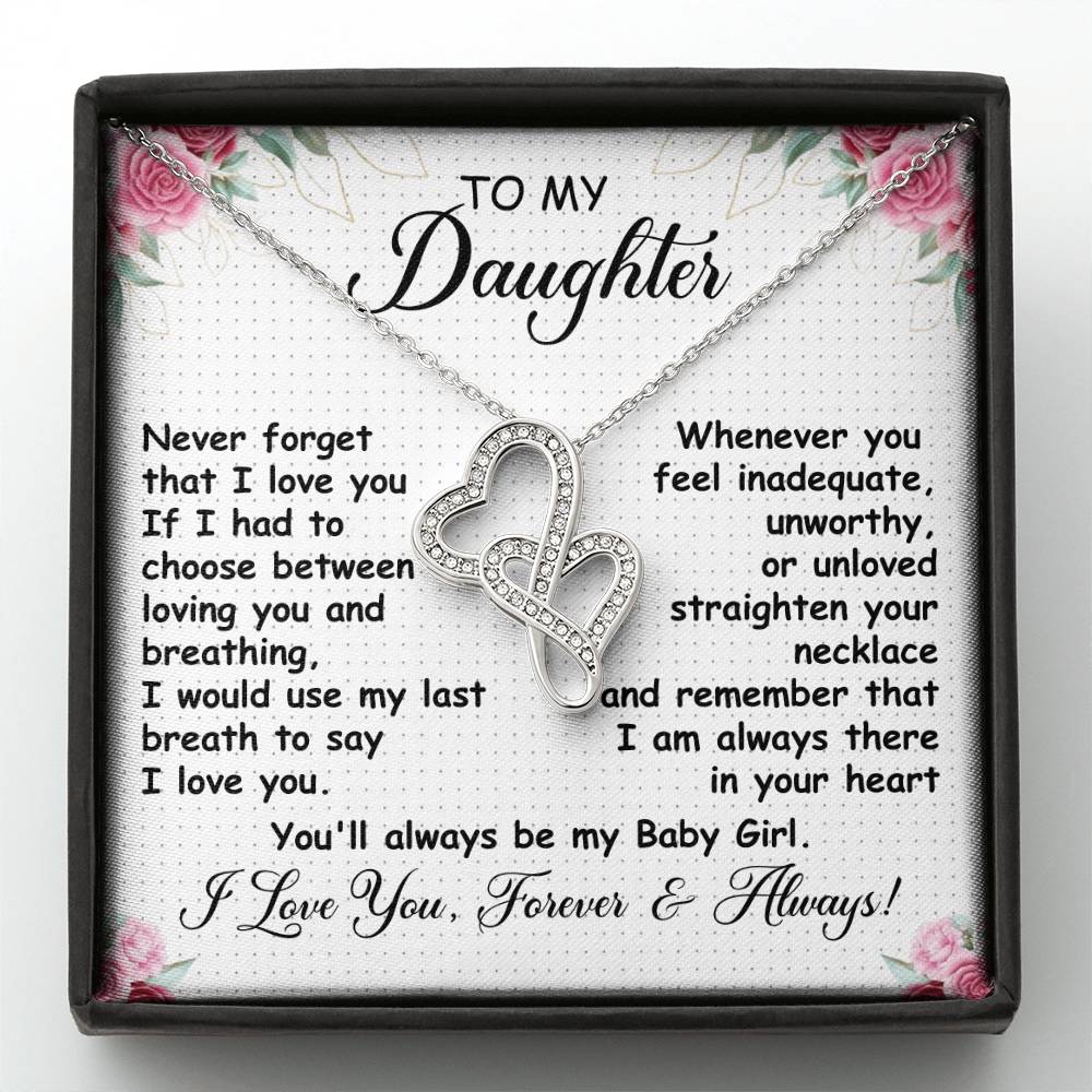 To My Daughter Necklace – Daughter Jewelry: Graduation, Birthday & Christmas – Heart-to-heart Pendant Necklace