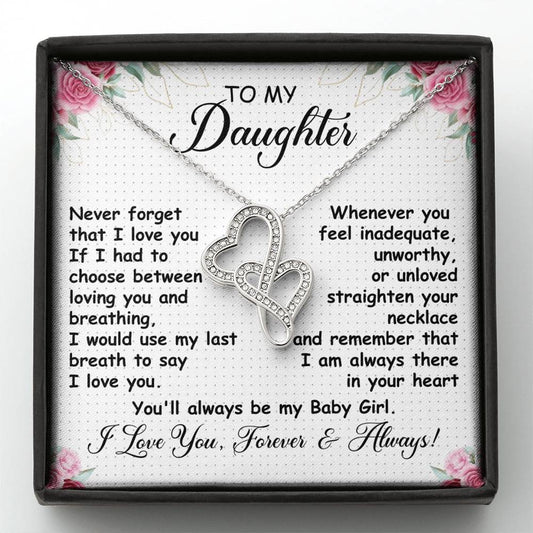 To My Daughter Necklace – Daughter Jewelry: Graduation, Birthday & Christmas – Heart-to-heart Pendant Necklace