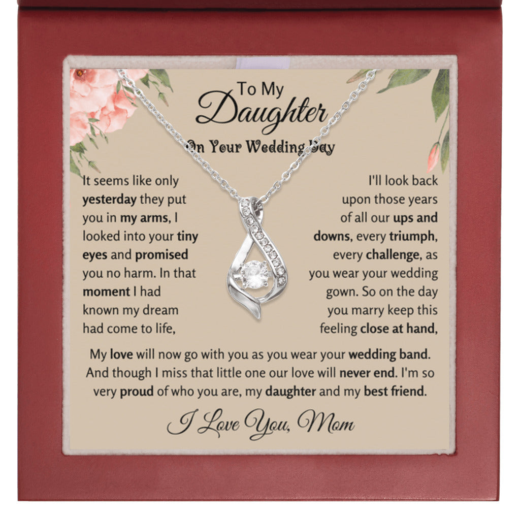 Bridal Shower Gift for Bride from Mom, Ribbon Necklace for Daughter's Wedding