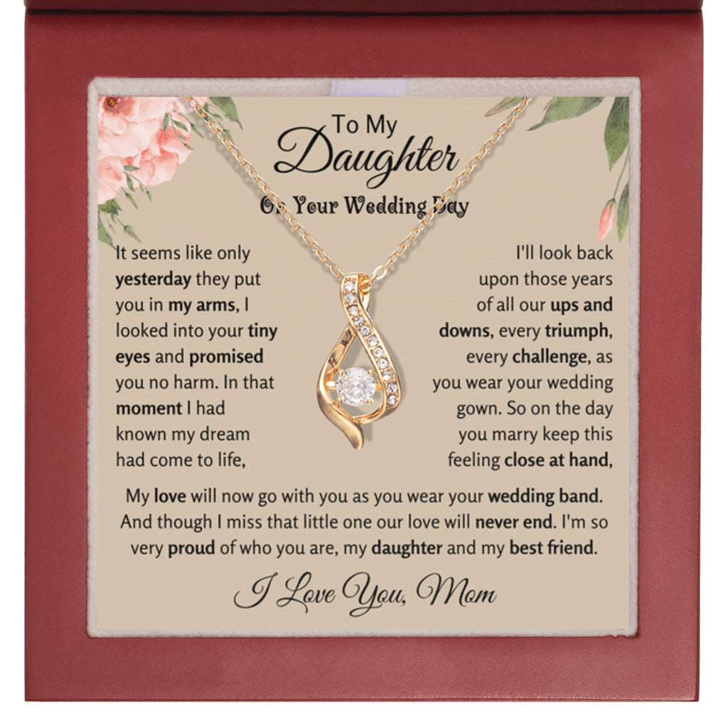 Bridal Shower Gift for Bride from Mom, Ribbon Necklace for Daughter's Wedding
