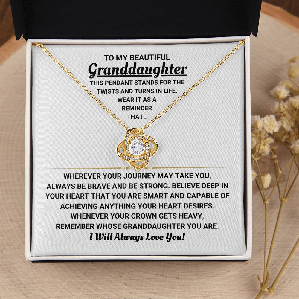 To My Granddaughter Necklace – Graduation & Birthday Jewelry Gift for Granddaughter – Love Knot Necklace