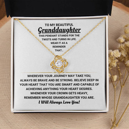 To My Granddaughter Necklace – Graduation & Birthday Jewelry Gift for Granddaughter – Love Knot Necklace