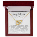 To My Little Sister Necklace - I Wish You Can See Yourself Through My Eyes - Gift for Little Sister - Interlocking Hearts Necklace
