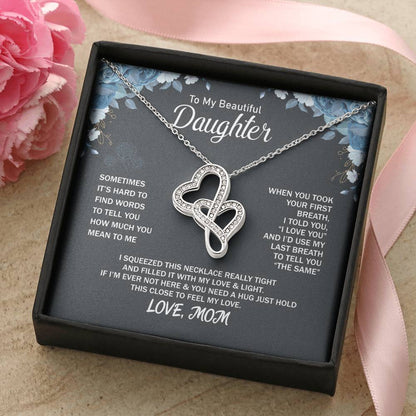 To My Daughter Necklace – Holiday Gift for Daughter Graduation from Mom – Heart-to-heart Pendant Necklace