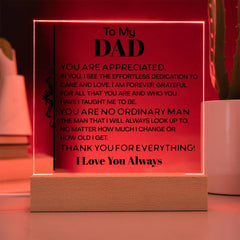 Glow Acrylic Sign, Gift For Boyfriend’s Father, Father’s Day Light-Up Keepsake, Sentimental Gift, Heartfelt Message Plaque, I Love You Always