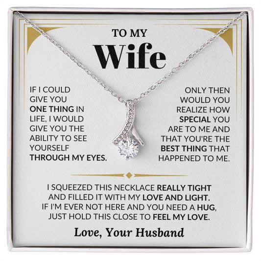 To My Beautiful Wife Necklace - Romantic Anniversary & Valentine’s Day Jewelry Gift from Husband to Wife - Alluring Beauty Necklace