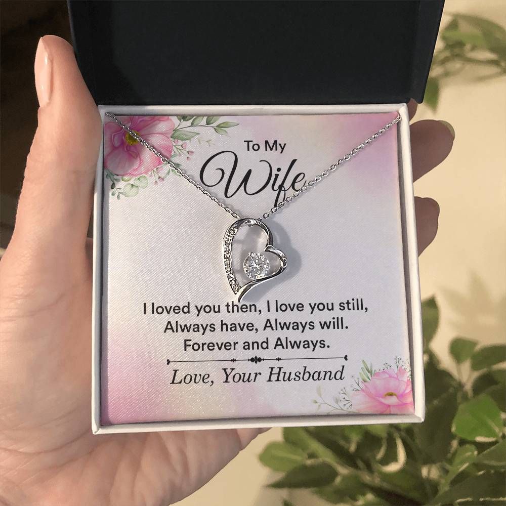 To My Wife Necklace - Romantic Jewelry Gift for Wife from Husband to Celebrate Love on Valentine’s Day & More - Forever Love Necklace