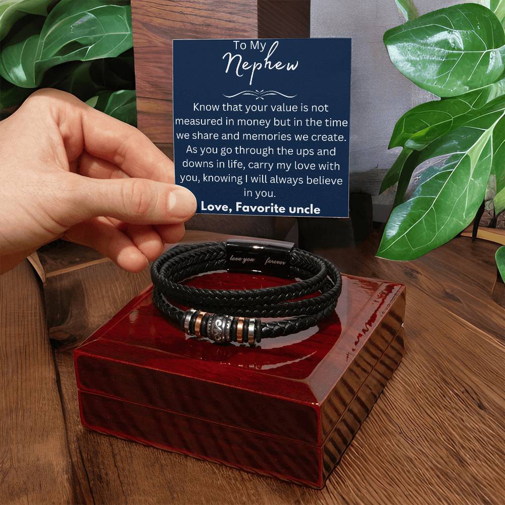 To My Nephew Bracelet from Favorite Uncle – Holiday, Birthday, Graduation Gift – Love You Forever Bracelet