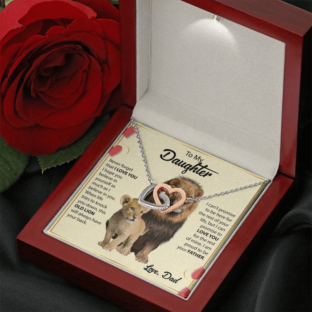 To My Daughter Necklace - Heartfelt Gift from Dad for Birthday, Graduation & Proud Dad Moments - Interlocking Hearts Necklace