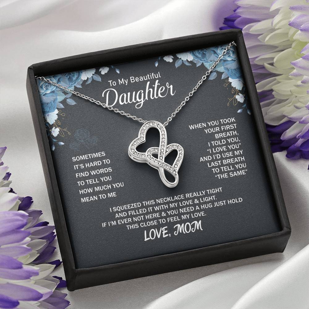 To My Daughter Necklace – Holiday Gift for Daughter Graduation from Mom – Heart-to-heart Pendant Necklace