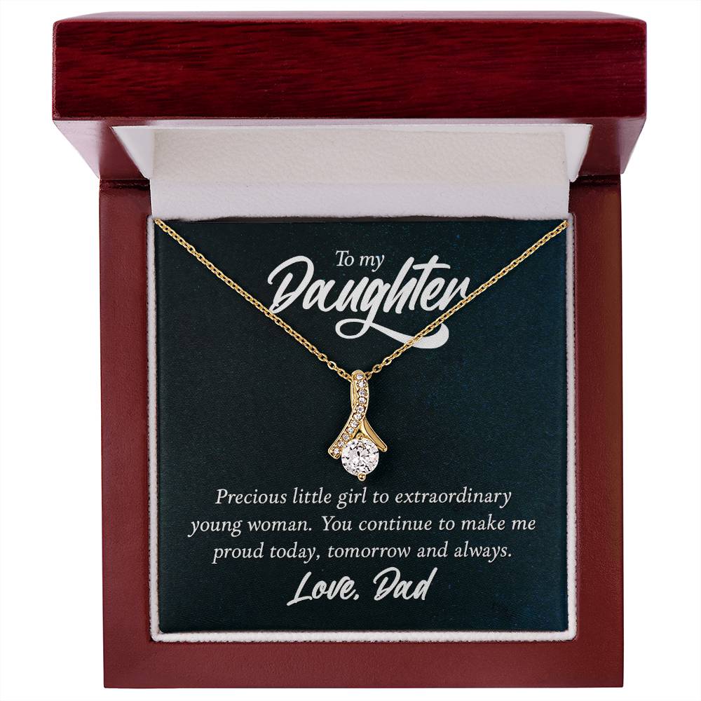 To My Daughter Necklace - Sweetest Daughter Gift from Dad for Birthday Joy & Proud Dad Love - Alluring Beauty Necklace