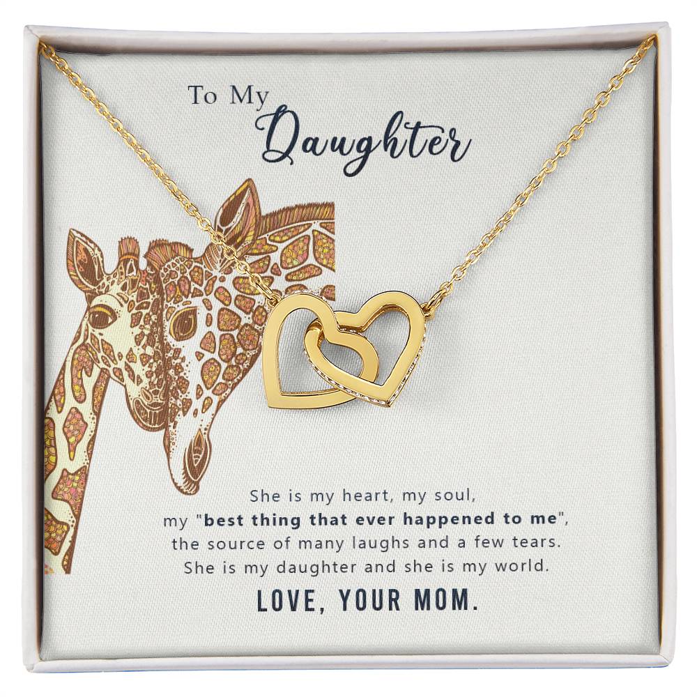 To My Daughter Necklace - Sentimental Jewelry Gift from Mom for Graduation & Life Achievements - Interlocking Hearts Necklace