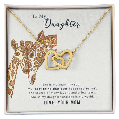 To My Daughter Necklace - Sentimental Jewelry Gift from Mom for Graduation & Life Achievements - Interlocking Hearts Necklace