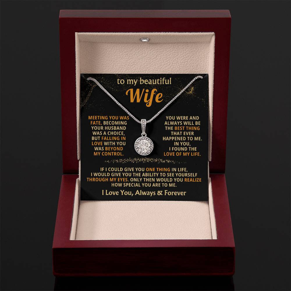 To My Beautiful Wife Necklace - Special Love Jewelry for Wife from Husband for Birthday, Anniversary & Valentine’s Day - Eternal Hope Necklace