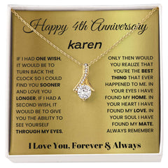 4 Year Anniversary Necklace, Thoughtful Gift for Her, Celebrate Love, Special Memories & Forever Promises, Happy 4th Anniversary