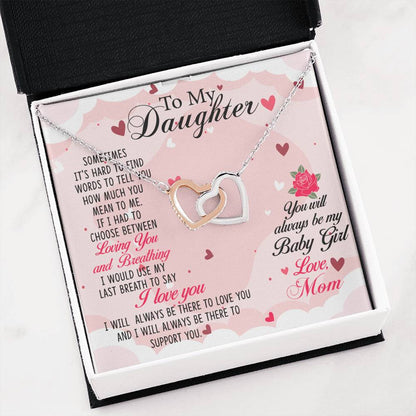 To My Daughter Necklace – Mom Gift for Daughter’s Birthday – Interlocking Hearts Necklace