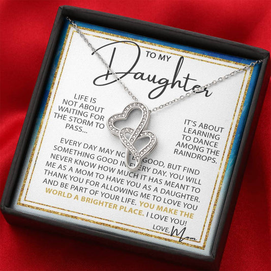 To My Daughter Necklace – Daughter Christmas Graduation Jewelry Gift from Mother – Heart-to-heart Pendant Necklace