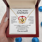 To My Beautiful Soulmate Necklace - Soulmate Gift for Her for Christmas & Everyday Love - Interlocking Hearts Necklace