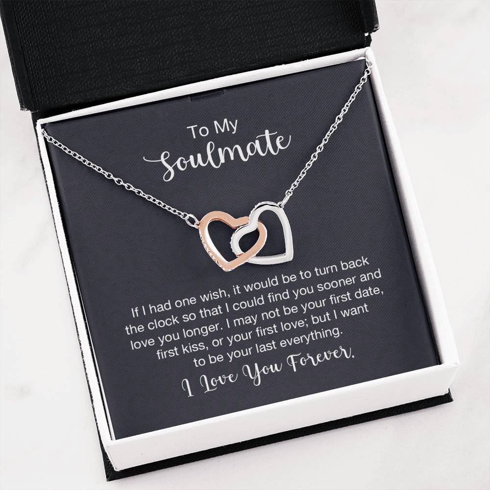 To My Soulmate Necklace - Long Distance Relationship Soulmate Gift for Romantic Occasions - Interlocking Hearts Necklace