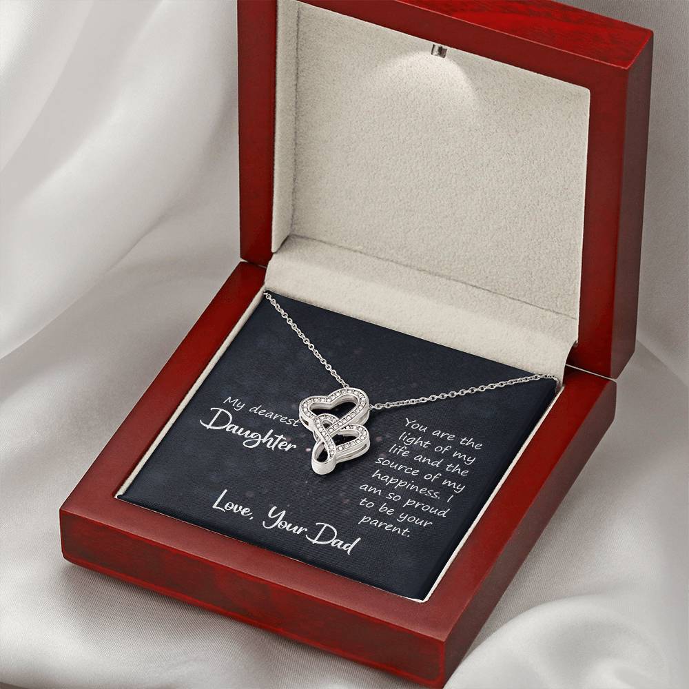 To My Daughter Necklace - Emotional Jewelry from Dad to Celebrate Love Every Day & Always - Heart-to-heart Pendant Necklace