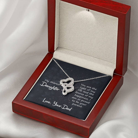 To My Daughter Necklace - Emotional Jewelry from Dad to Celebrate Love Every Day & Always - Heart-to-heart Pendant Necklace