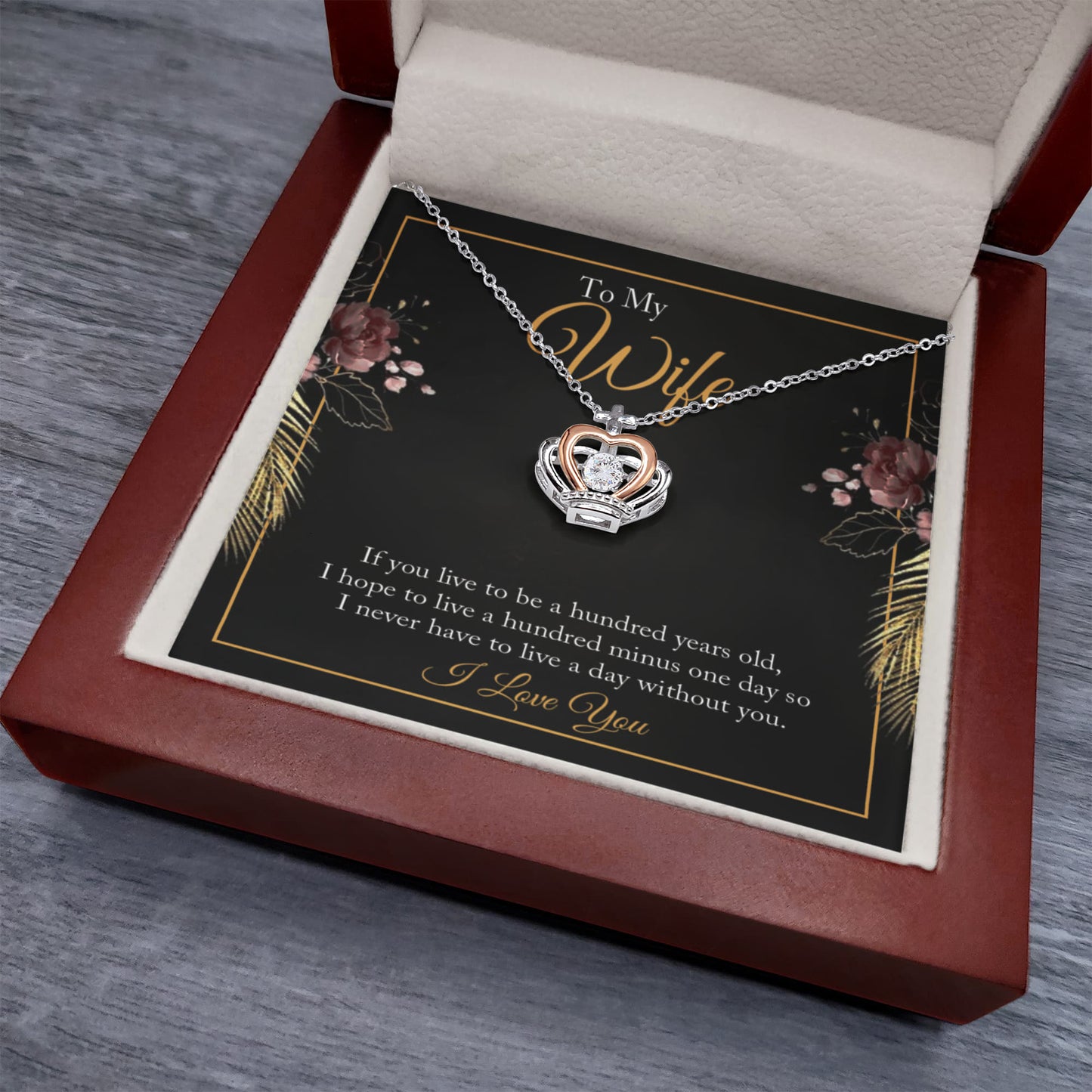 To My Wife Necklace - Meaningful Jewelry from Husband for Christmas, Anniversary & Valentine’s Day - Crown Pendant Necklace