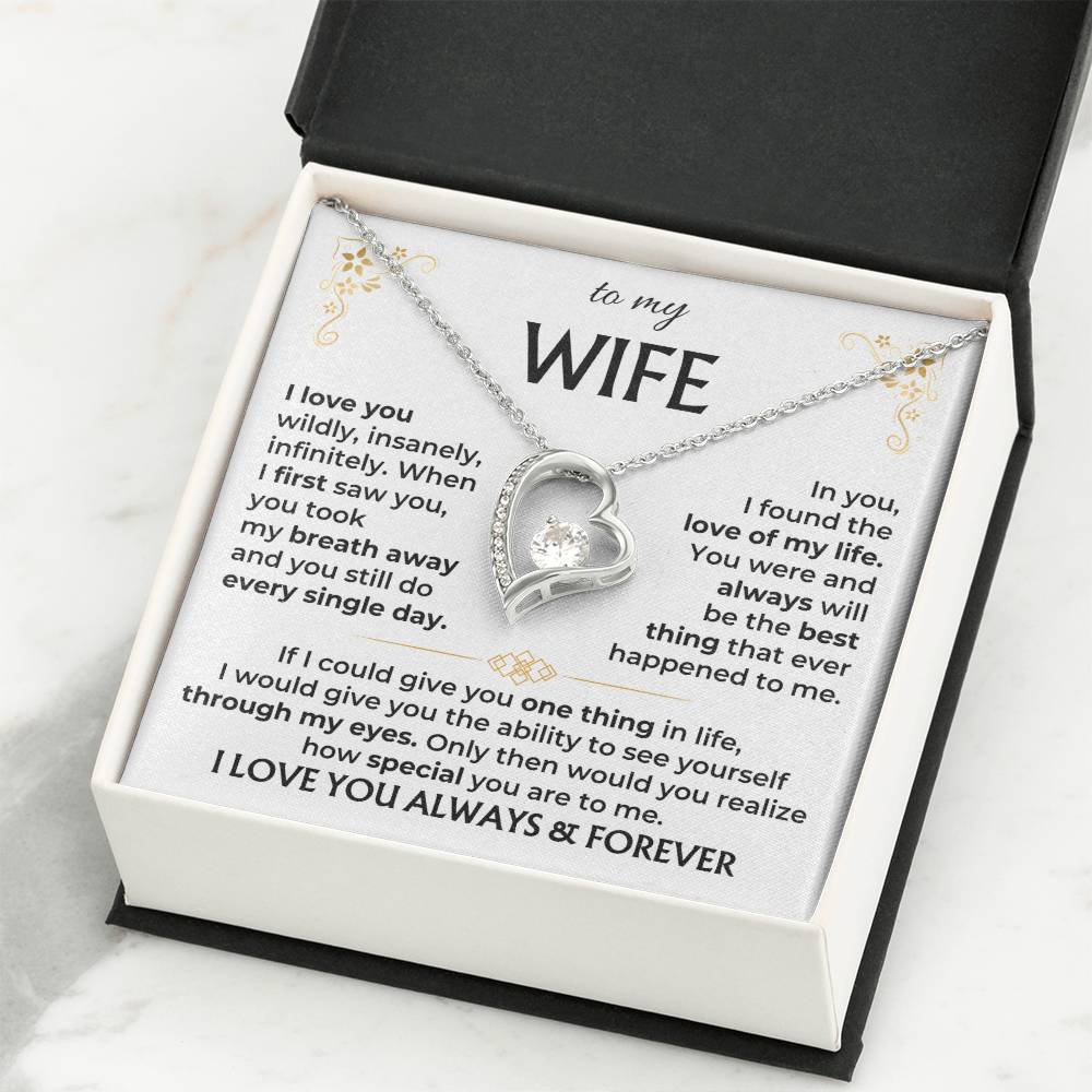 To My Wife Necklace - Perfect Romantic Surprise from Husband for Anniversary, Birthday & Valentine’s Day - Forever Love Necklace