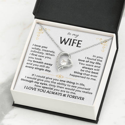 To My Wife Necklace - Perfect Romantic Surprise from Husband for Anniversary, Birthday & Valentine’s Day - Forever Love Necklace