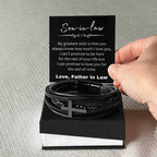 Son in Law Gift from Father in Law – Christmas, Graduation, Birthday – Men’s Cross Bracelet