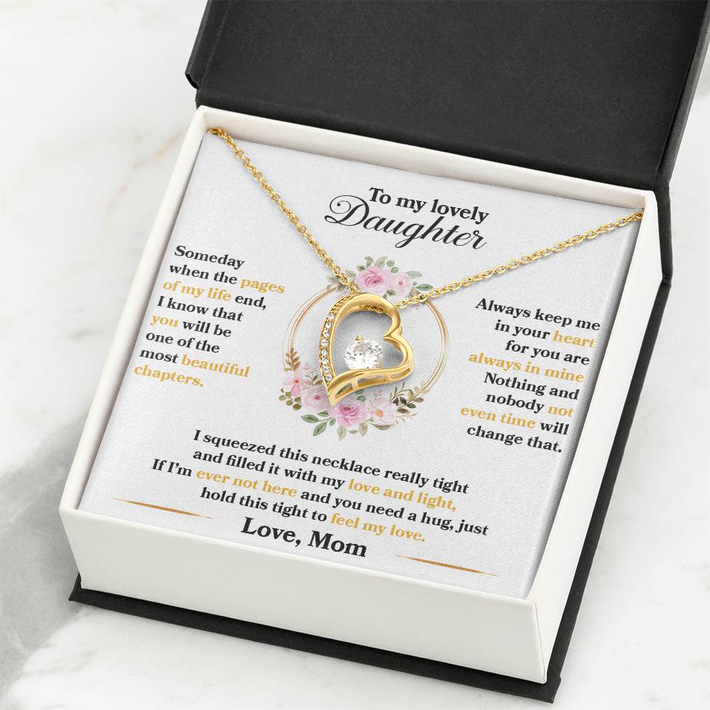 To My Lovely Daughter Necklace - Always keep me in your heart - Gift for Daughter from Mom - Forever Love Necklace