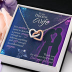 To My Doctor Wife Necklace - Sweet Emotional Gift for Wife from Husband on Birthday, Anniversary & Valentine’s Day - Interlocking Hearts Necklace