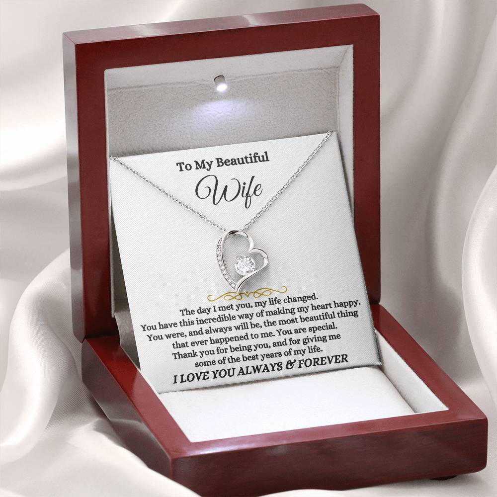 Meaningful Wife Jewelry from Husband - Romantic Gift for Birthday, Christmas, Anniversary & Valentine’s Day - Forever Love Necklace