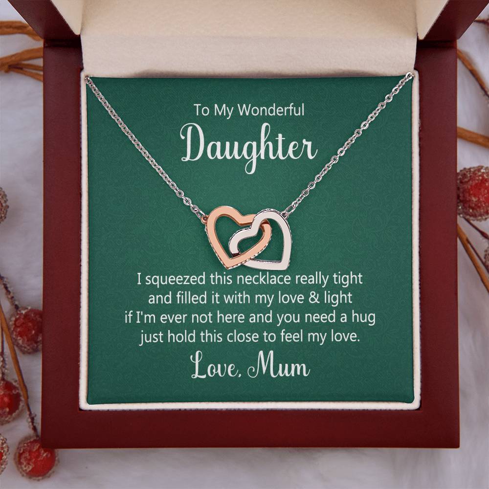 To My Daughter Necklace - Feel My Love - Mum to Daughter Gift - Interlocking Hearts Necklace