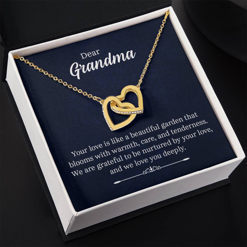 Dear Grandma - Your love is like a beautiful garden - Grandma Gift - Interlocking Hearts Necklace